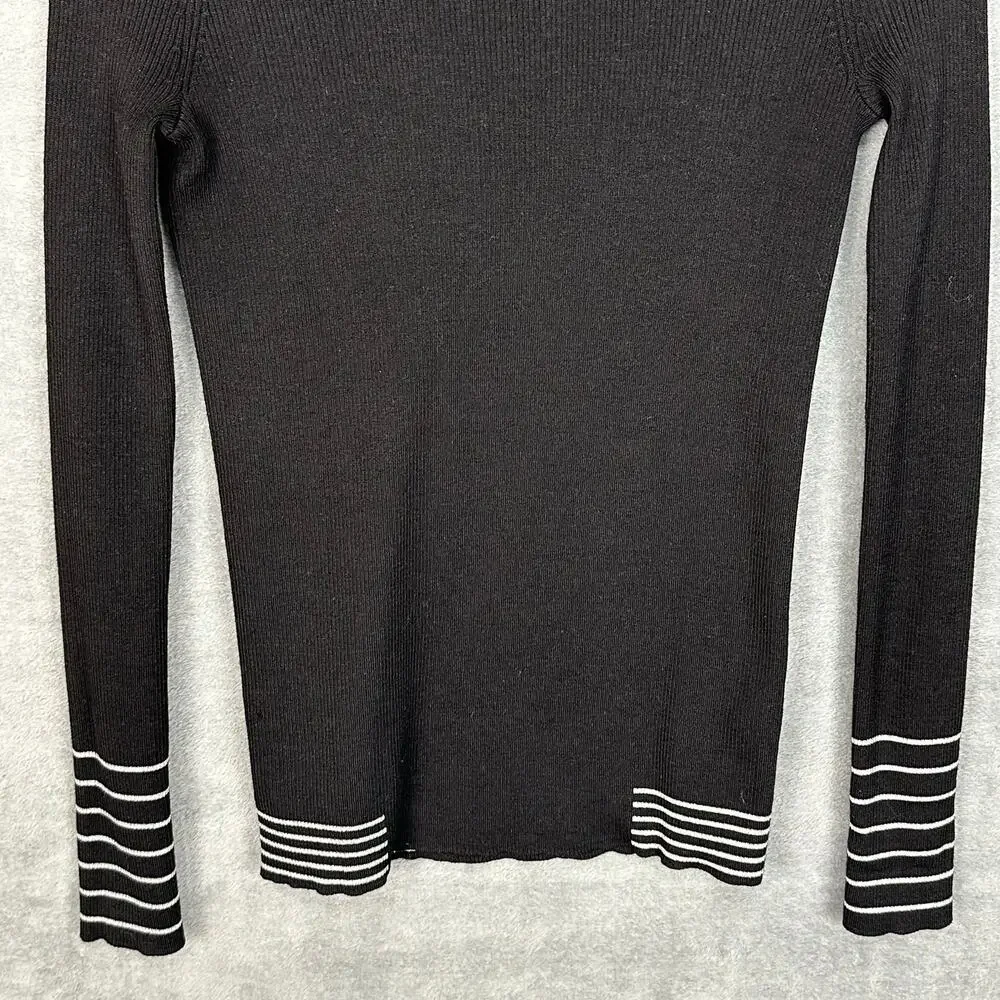 Athleta Sweater Womens Small Black Table Rock Wool Ribbed Long Sleeve Office
